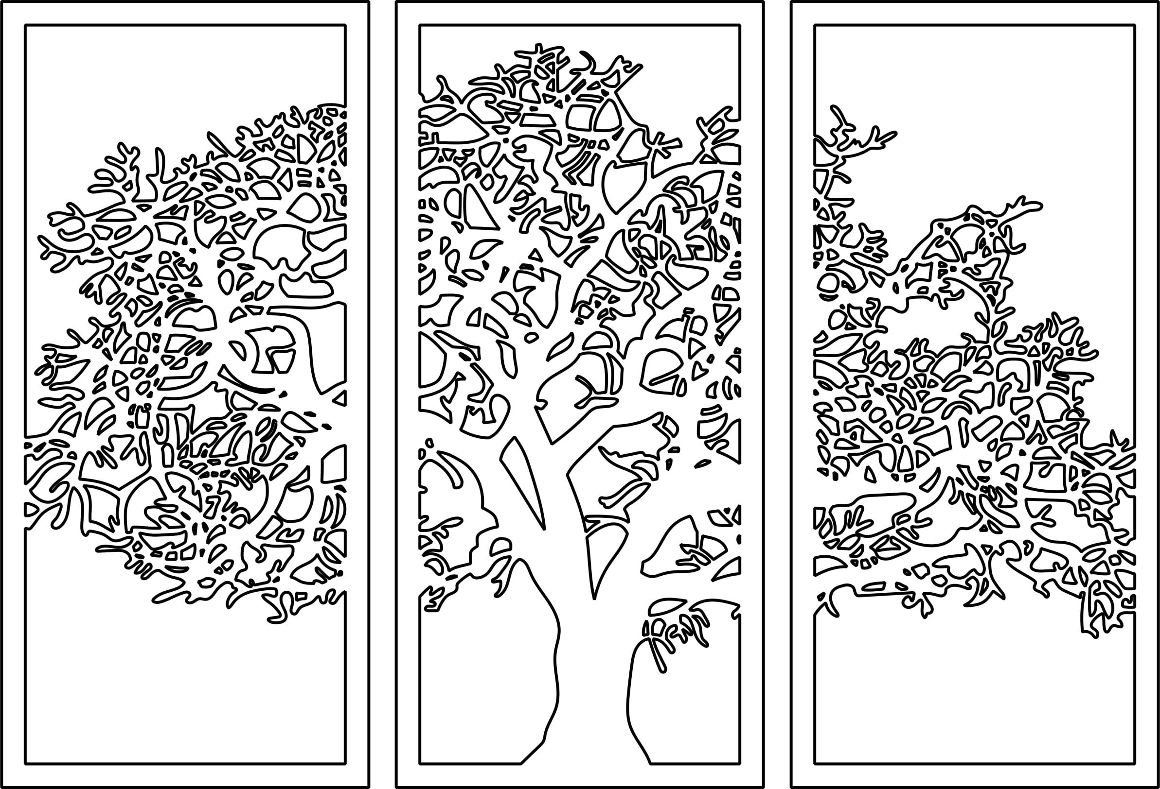 Cuadro tríptico de árbol con aves - Stanser